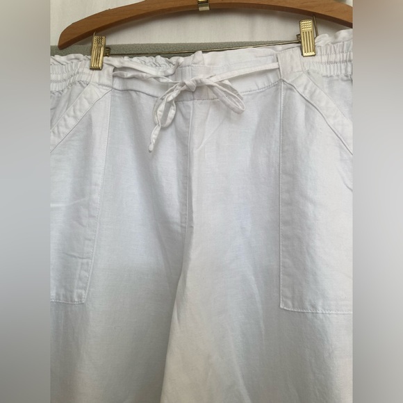 LOFT White Cotton/Linen Extra Wide Leg Pants Size XL - Picture 2 of 9